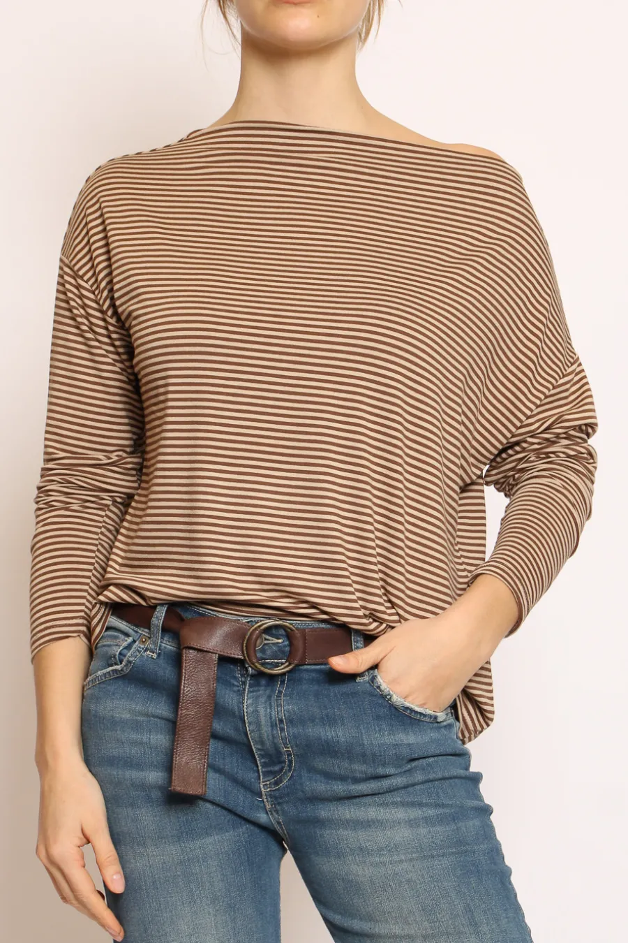 Zeroassoluto T-shirt CLOE righe in jersey moro/beige- T-Shirts E Top | Maglie