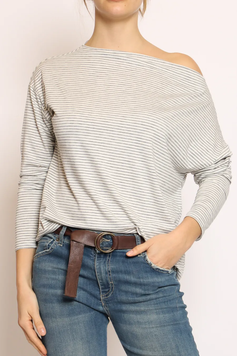 Zeroassoluto T-shirt CLOE righe in jersey grigio/bianco- T-Shirts E Top | Maglie