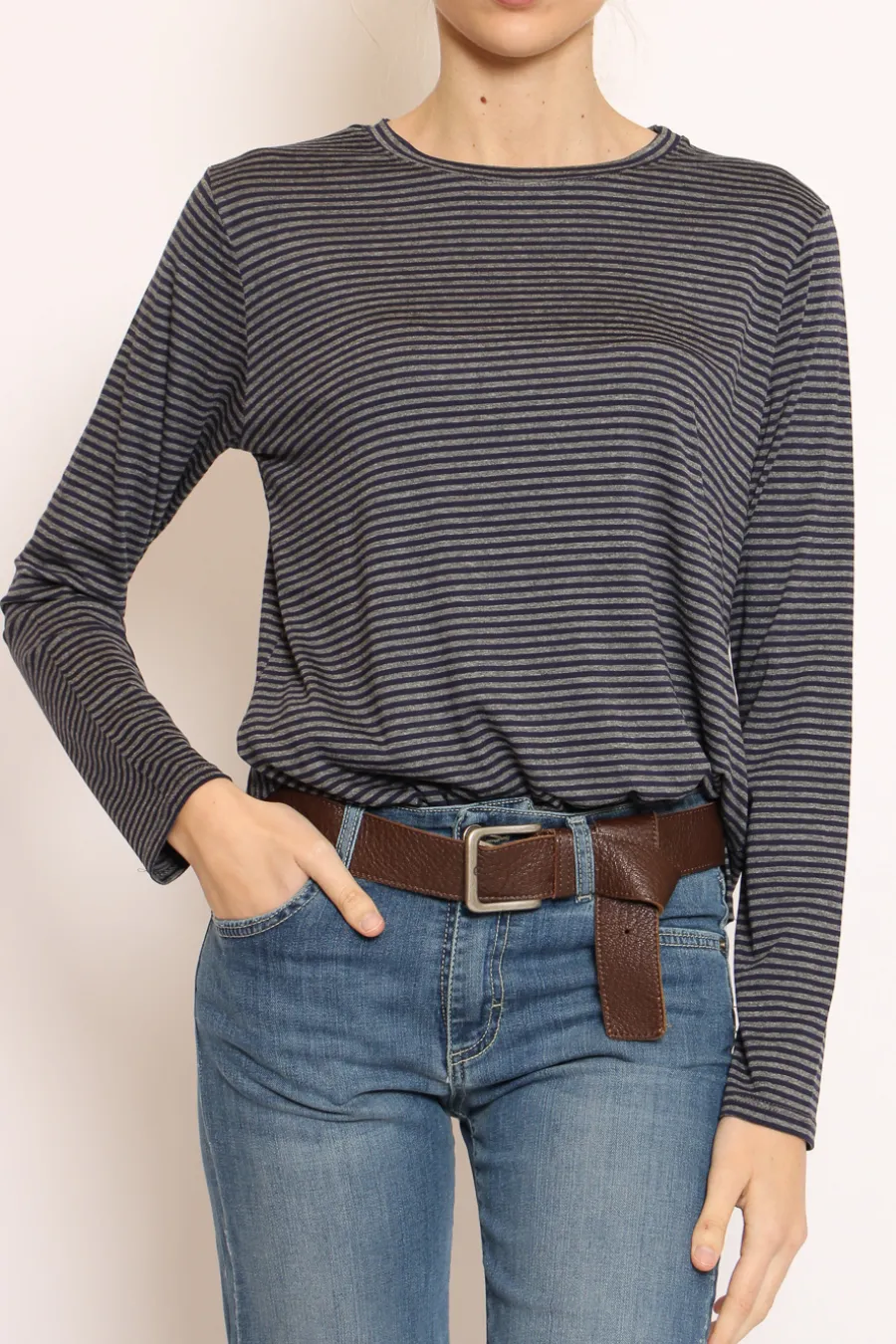 Zeroassoluto T-shirt manica lunga righe grigio/blu- T-Shirts E Top