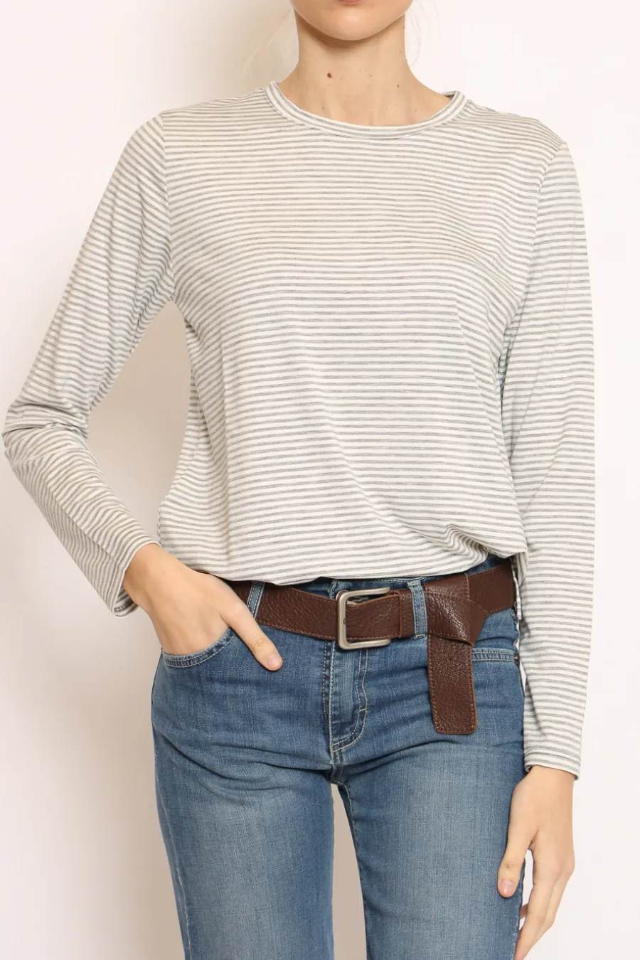 Zeroassoluto T-shirt manica lunga righe grigio/bianco- T-Shirts E Top