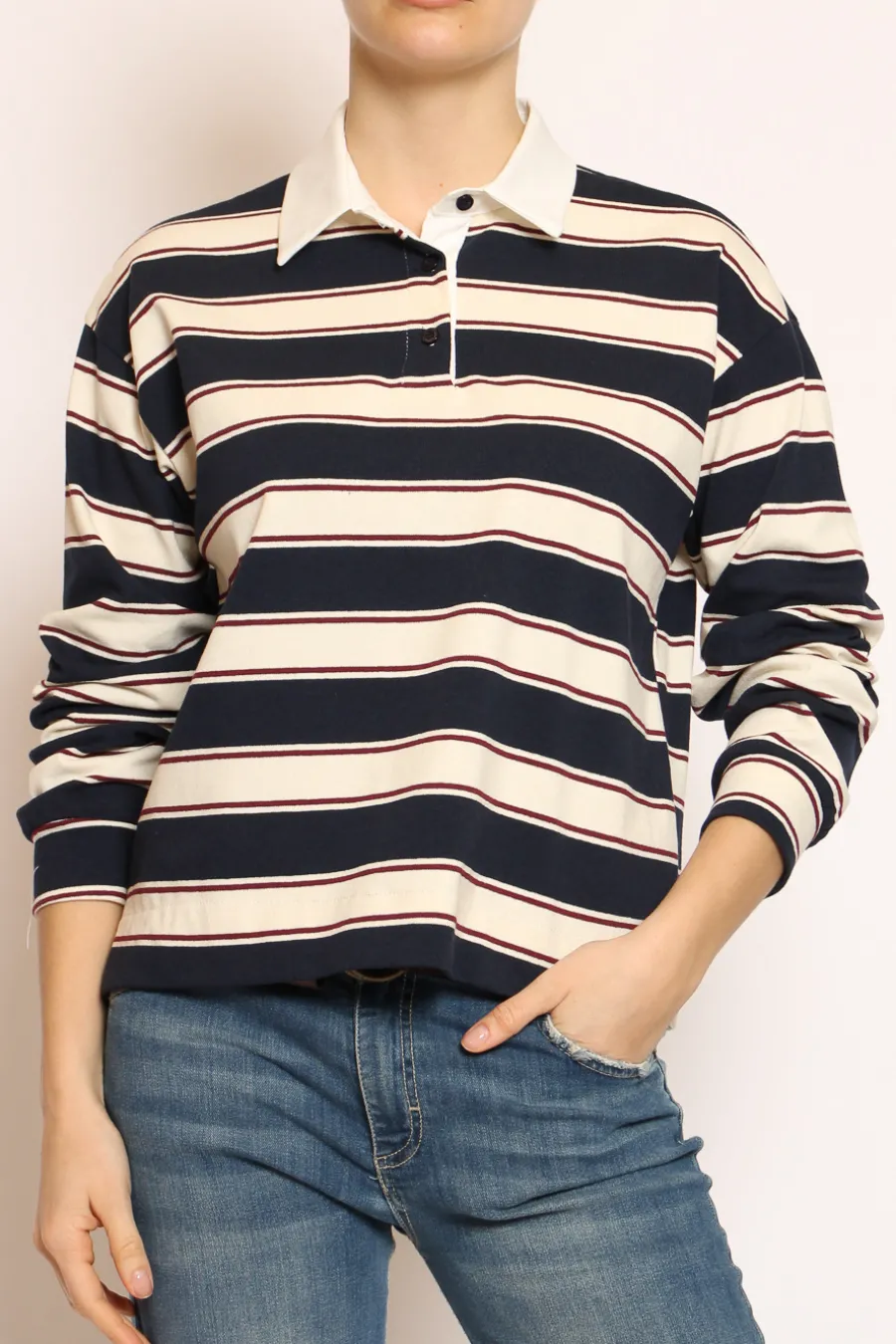 Zeroassoluto T-shirt polo a righe blu/burro/bordeaux- T-Shirts E Top
