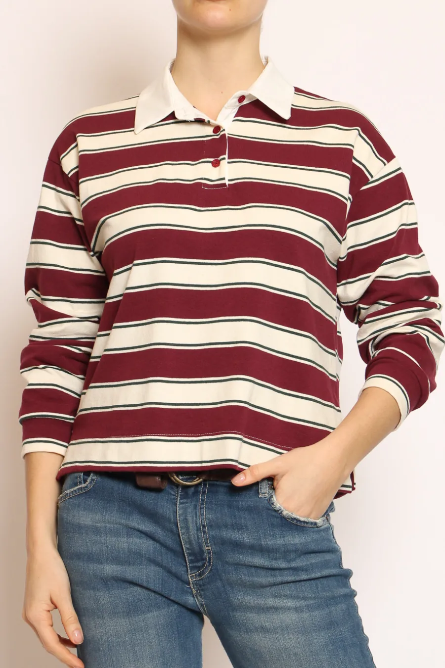 Zeroassoluto T-shirt polo a righe bordeaux/burro/verde bottiglia- T-Shirts E Top