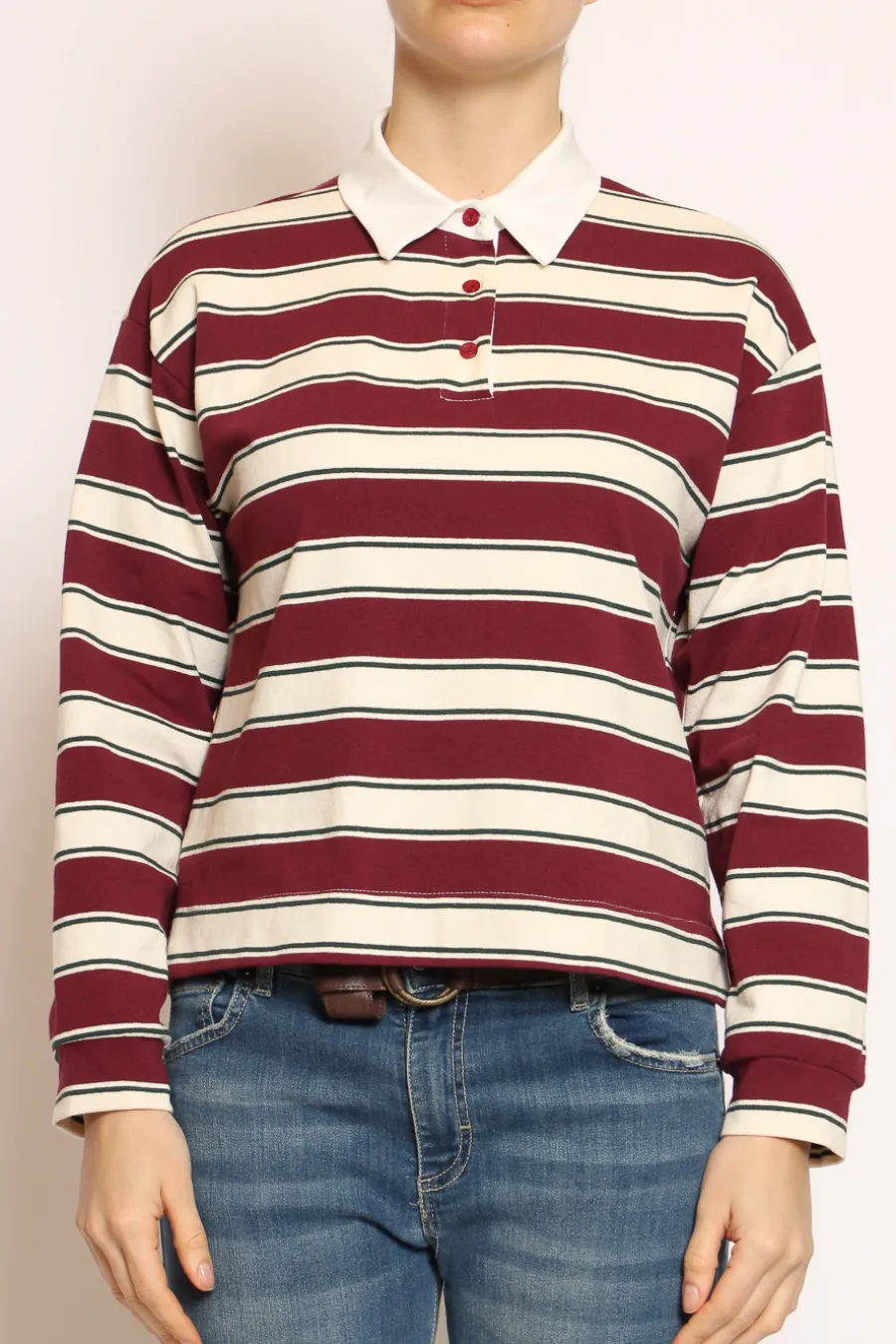Zeroassoluto T-shirt polo a righe bordeaux/burro/verde bottiglia- T-Shirts E Top