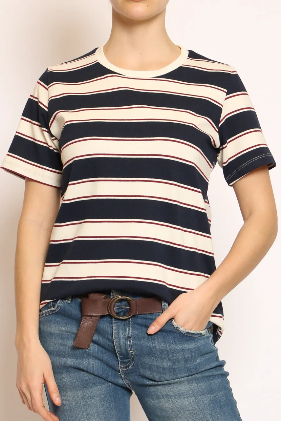 Zeroassoluto T-shirt righe girocollo blu/burro/bordeaux- T-Shirts E Top