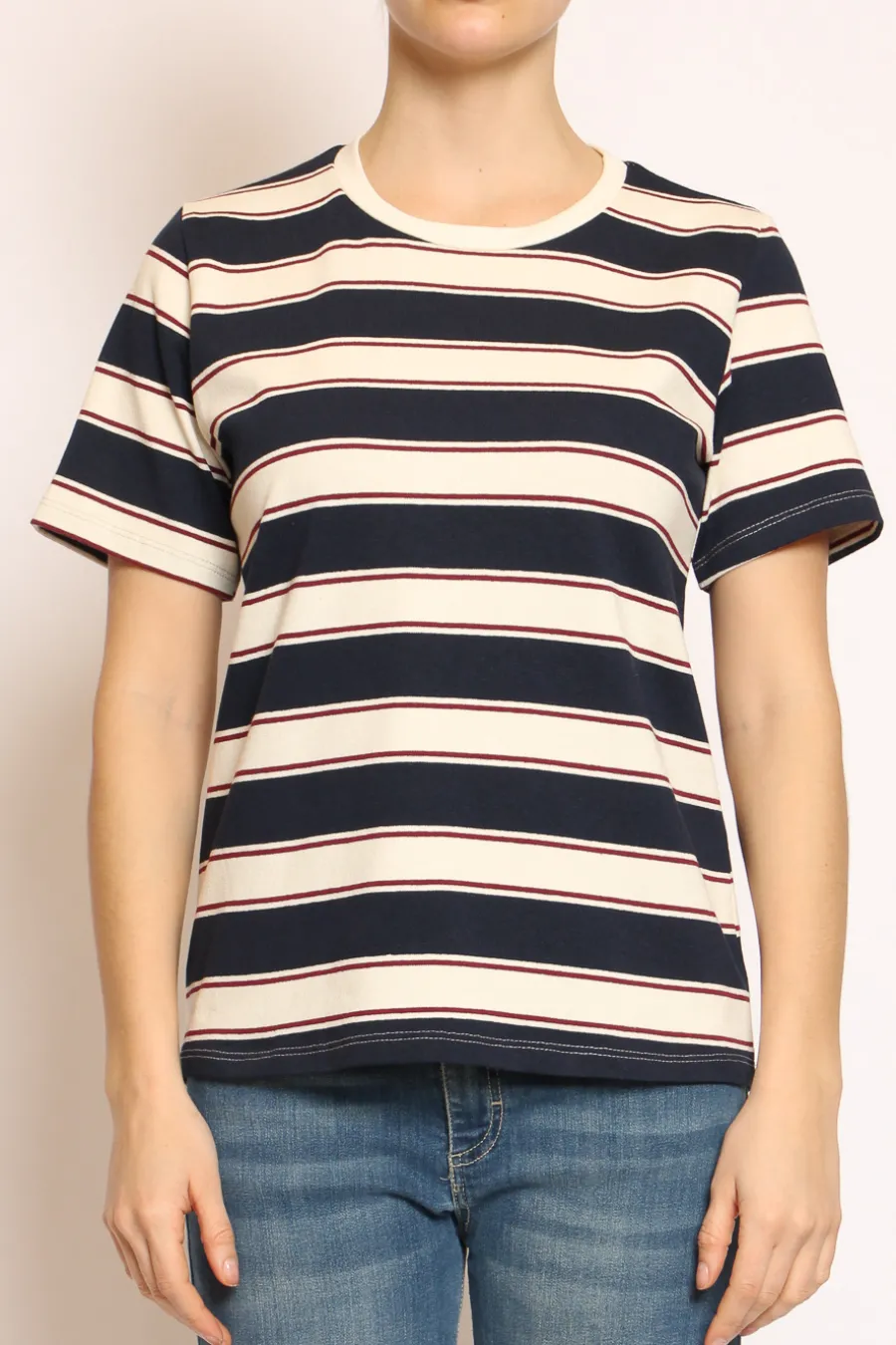 Zeroassoluto T-shirt righe girocollo blu/burro/bordeaux- T-Shirts E Top
