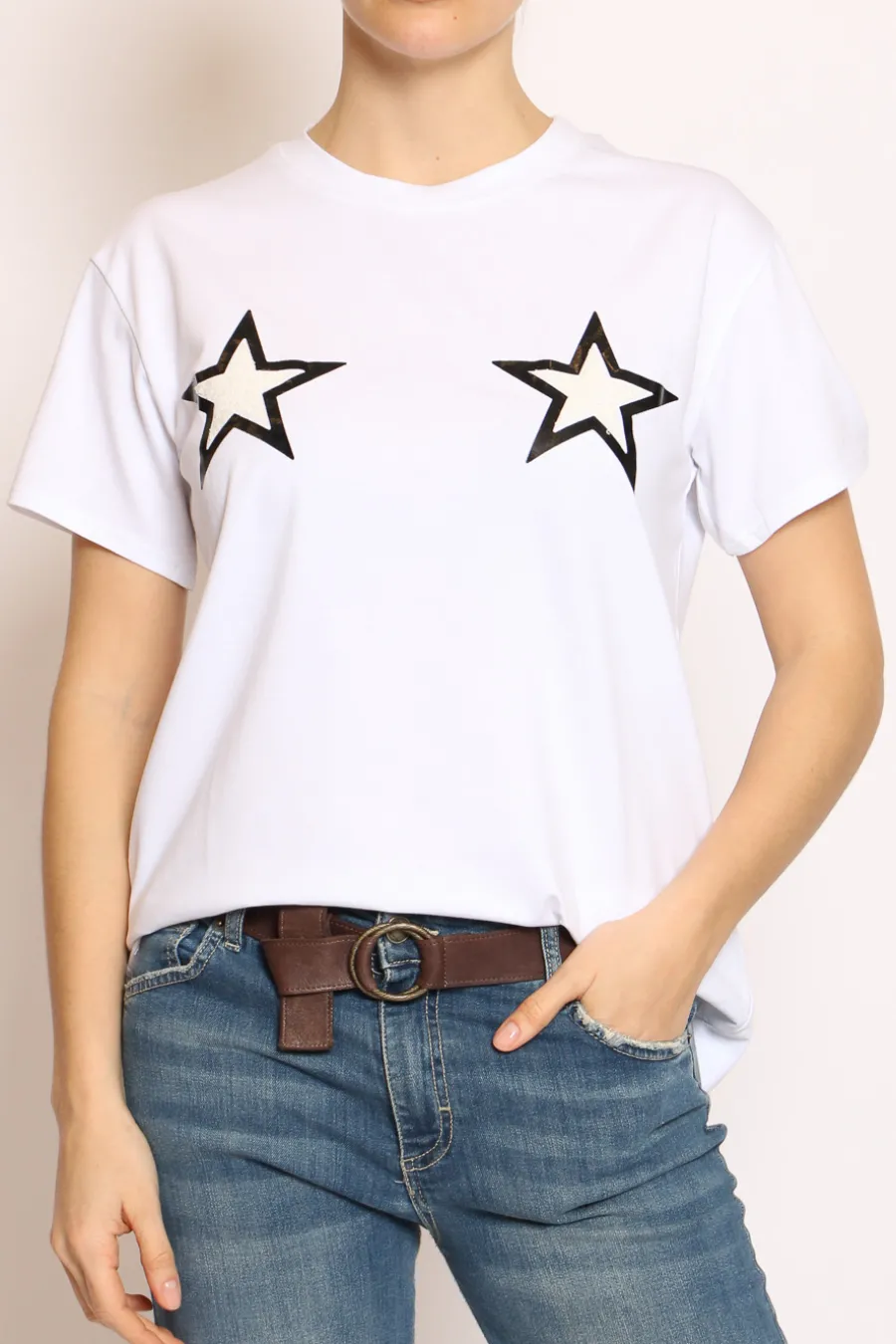Vicolo T-shirt stelle bianco- T-Shirts E Top