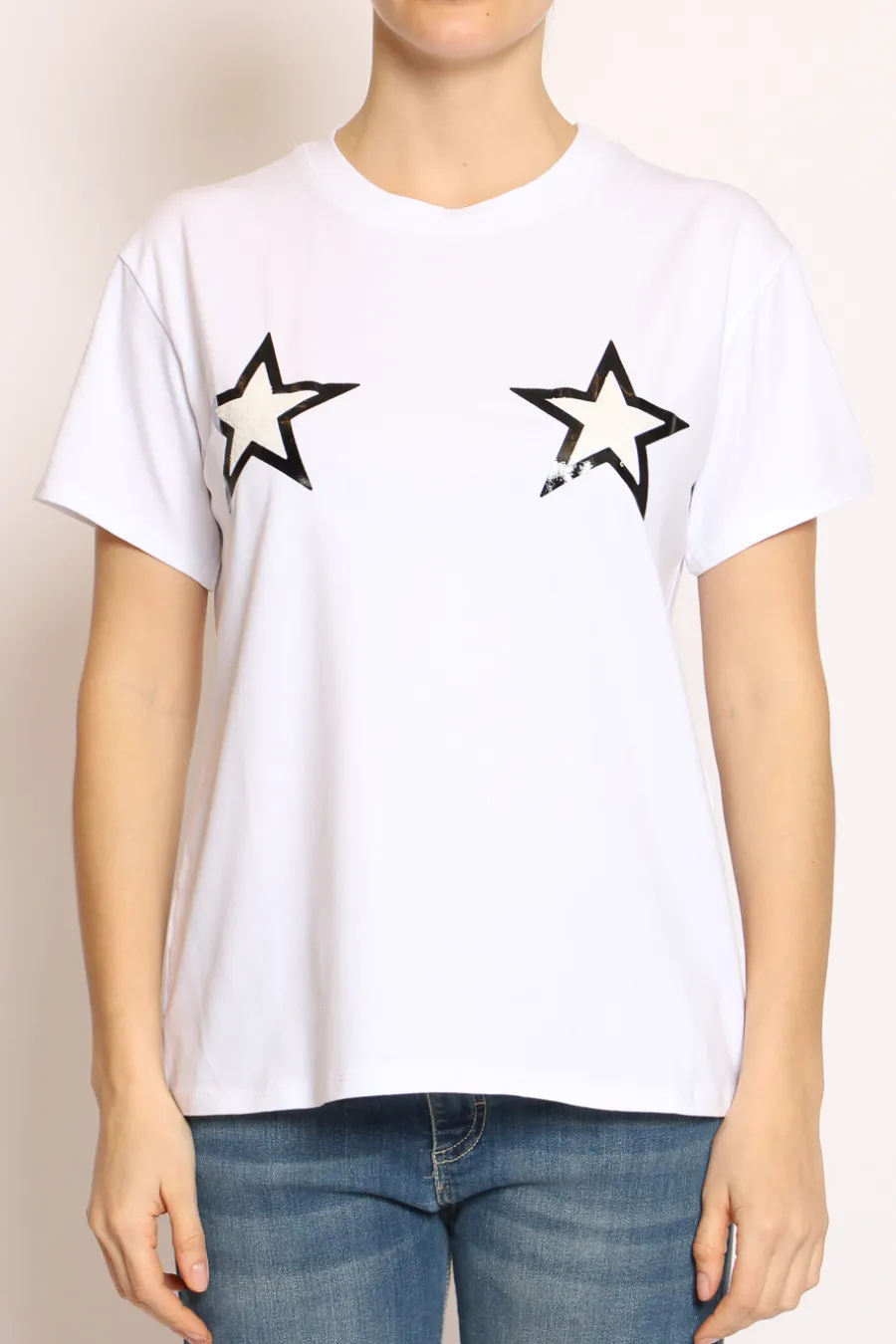 Vicolo T-shirt stelle bianco- T-Shirts E Top