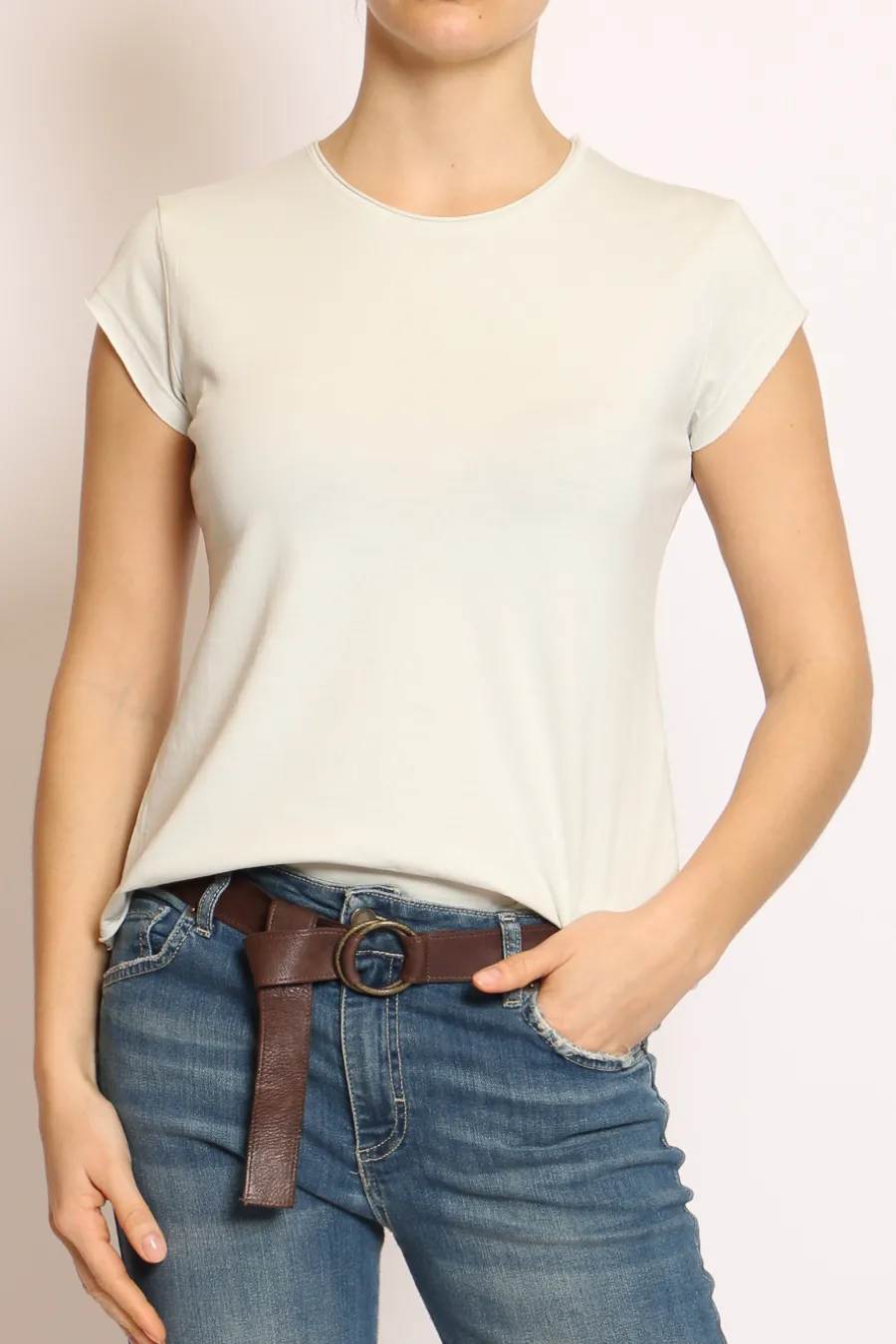 T-shirt taglio vivo mezza manica- T-Shirts E Top